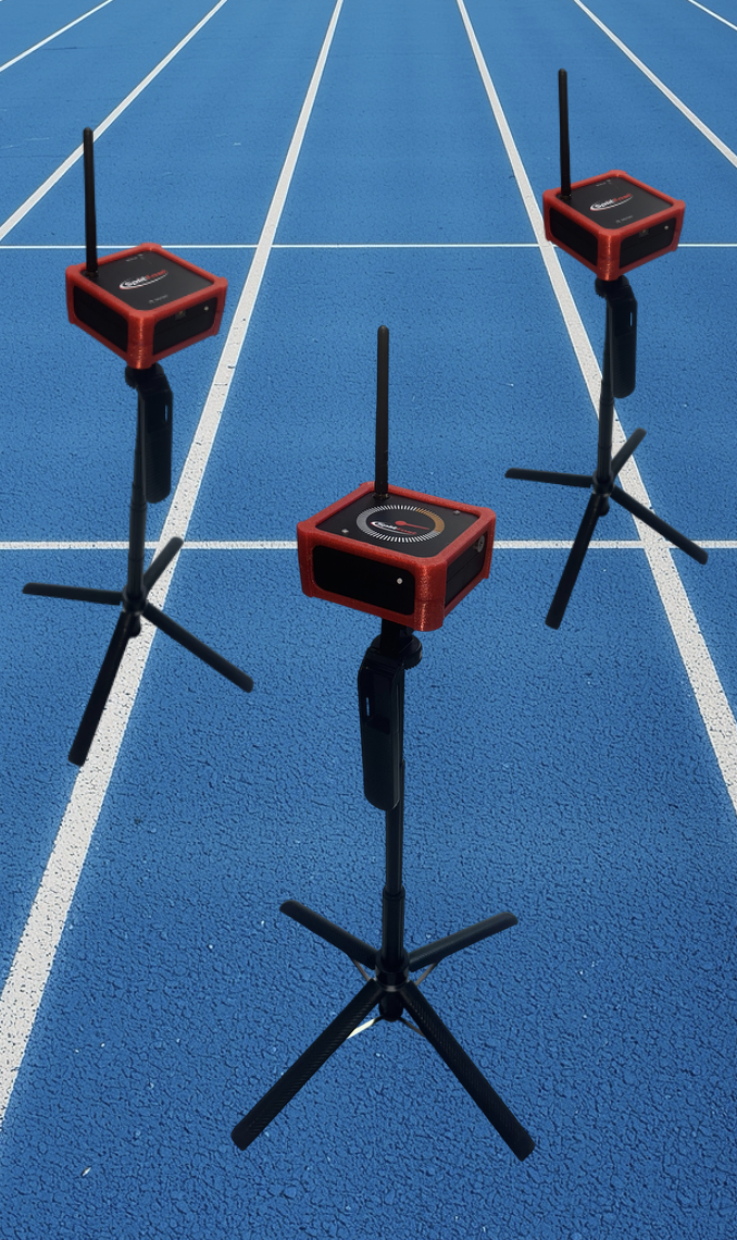 SplitFast Starter Pack: 2 LiDAR timing gates with wireless hub and tripods for reliable start/finish timing